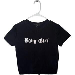 Forever 21 'Baby Girl' Black Crop T-Shirt